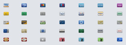 35 Miniature Credit Cards Icon Pack