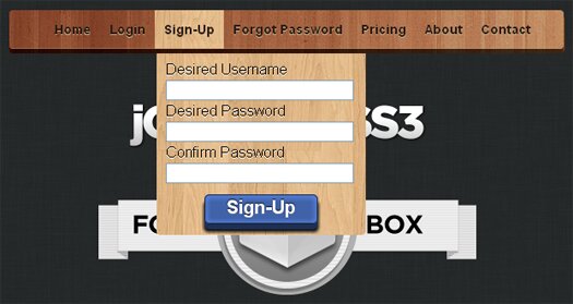 jQuery & CSS3 Drop-Down Menu With Integrated Forms