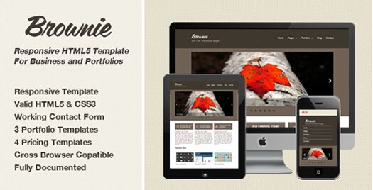 Free Responsive HTML5 Portfolio Business Website Template Brownie