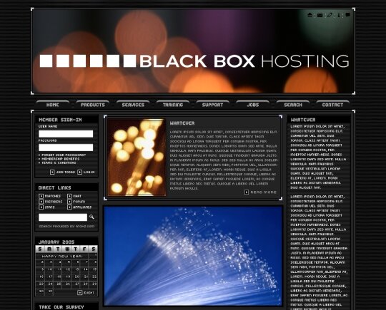 Free professional website template: "Black Box Hosting"