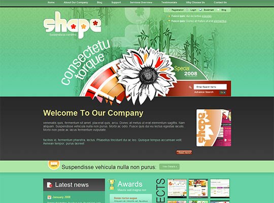 Free professional website template: "Shape"