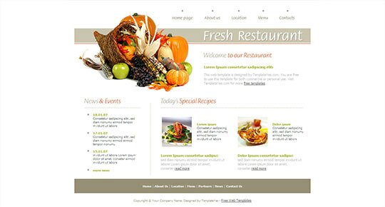 Free professional website template: "Fresh Resturant"