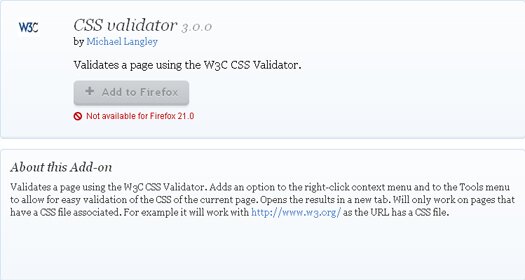 CSS Validator Firefox Add-On