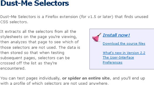Find Unused CSS Selectors Dust-Me Selectors Firefox Plugin