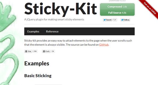 A jQuery Plugin for Making Smart Sticky Elements - Sticky-Kit