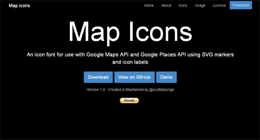 Map Icons – An Icon Font For Google Maps