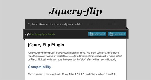 Flipboard-like Flip Effect for jQuery Mobile & jQuery Web Library