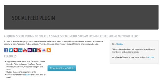 Socialist – jQuery Social Plugin to Create and Combine Feeds from Social Networks